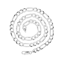 Lant barbati argint rodiat FIGARO plat 6,5 mm x 50 cm DiAmanti FigaroP150-50cm-SL (Argint 925‰ 21,5 g.)